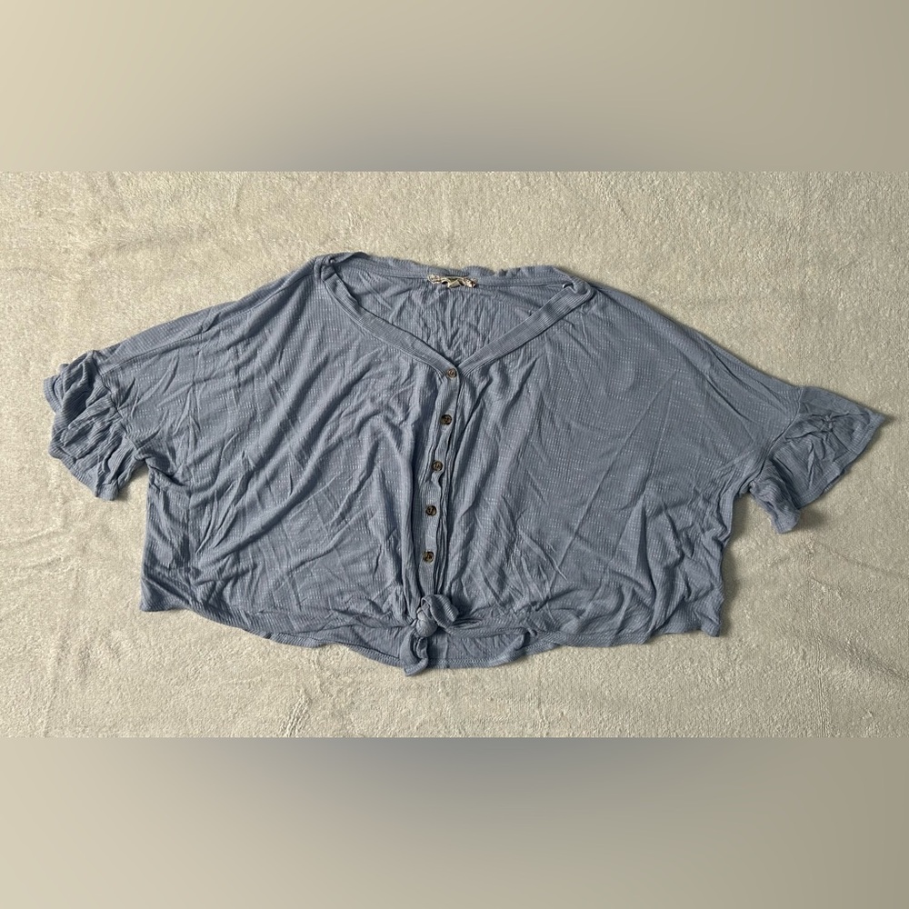 Women's Blue Button-Down Top